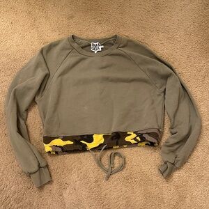 Pam & Gela Olive Sweatshirt with Camouflage Detail